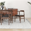 Dartmouth Modern Solid Wood Walnut Dining Table and 6 Black Leather Chair Set