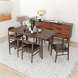 Dartmouth Modern Solid Wood Walnut Dining Table and 6 Black Leather Chair Set