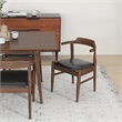 Dartmouth Modern Solid Wood Walnut Dining Table and 6 Black Leather Chair Set
