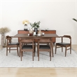 Dartmouth Modern Solid Wood Walnut Dining Table and 6 Black Leather Chair Set
