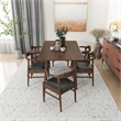 Dartmouth Modern Solid Wood Walnut Dining Table and 6 Black Leather Chair Set