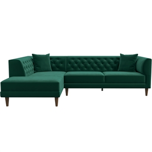 calcen modern living room left sectional couch in dark green