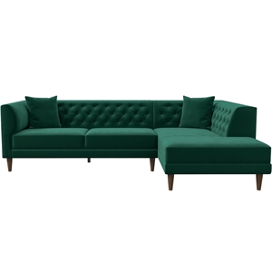 calcen modern living room right sectional couch in dark green