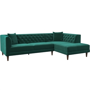 carben  modern living room right sectional couch in dark green