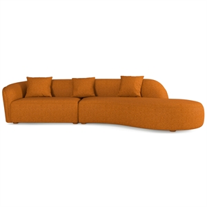 galler japandi style luxury modern boucle fabric curvy couch in orange