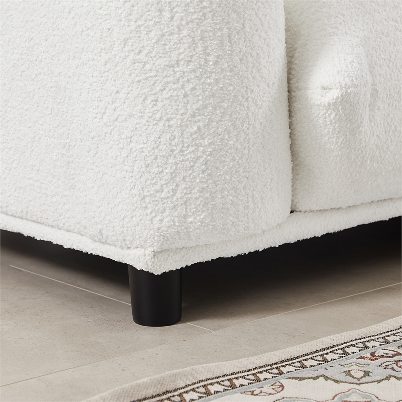 Mansen Mid Century Modern Luxry Tight Pillow Back French Boucle Couch in Cream