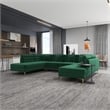 Cale Modern Living Room U-Shaped Velvet Corner Sectional Couch in Green