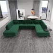 Cale Modern Living Room U-Shaped Velvet Corner Sectional Couch in Green