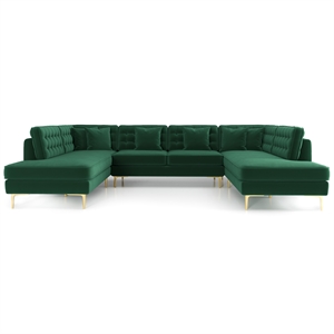cale modern living room u-shaped velvet corner sectional couch in green