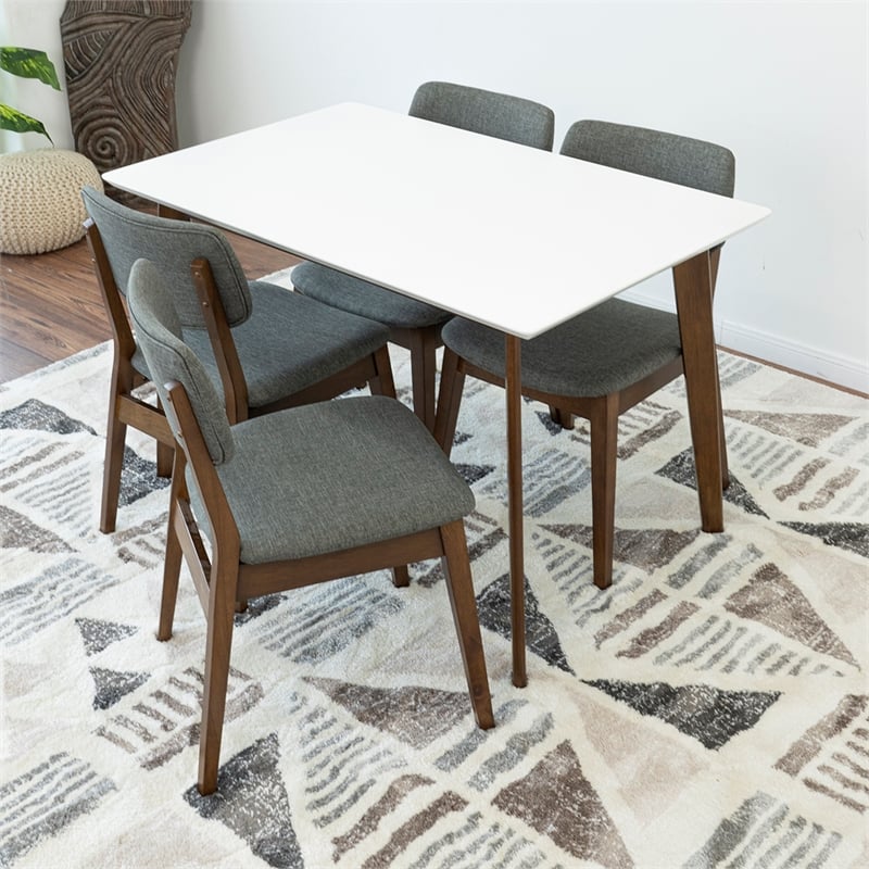 Modern Solid Wood Walnut/White Top Rectangular 47-inch Dining Table