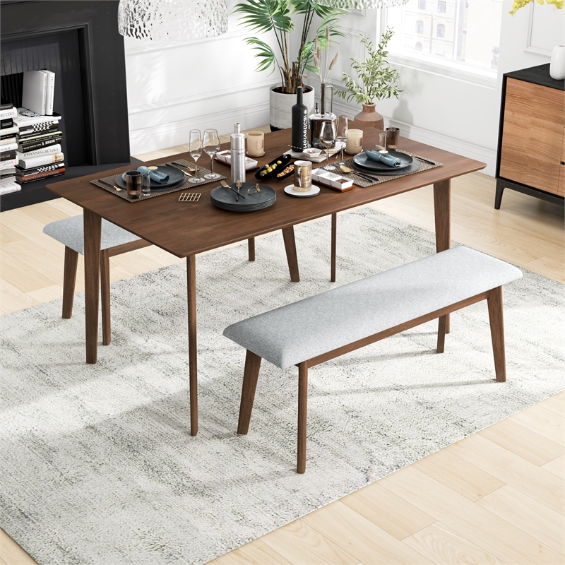 Modern Style Solid Wood Walnut Rectangular 59-inch Dining Table
