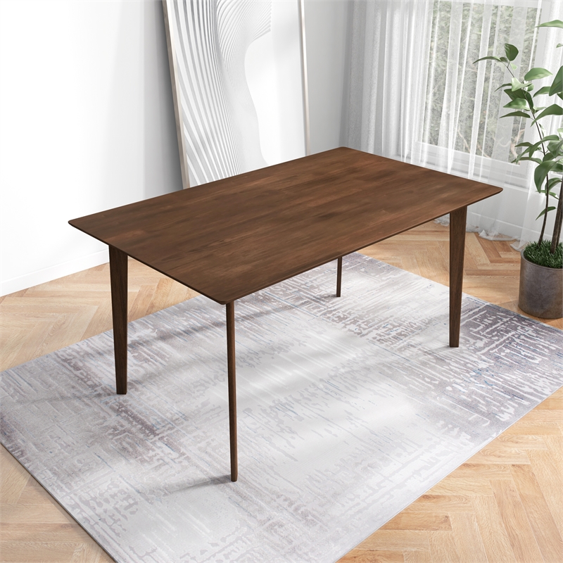 Modern Style Solid Wood Walnut Rectangular 59-inch Dining Table
