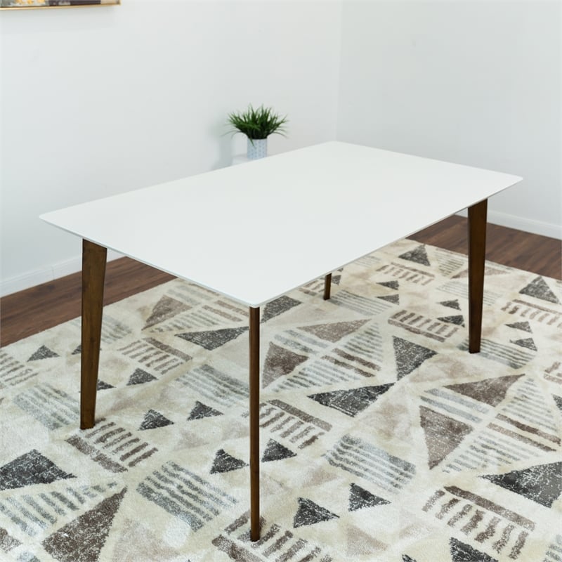 Arian Modern Style Solid Wood Walnut/White Top Rectangular 59-inch Dining Table