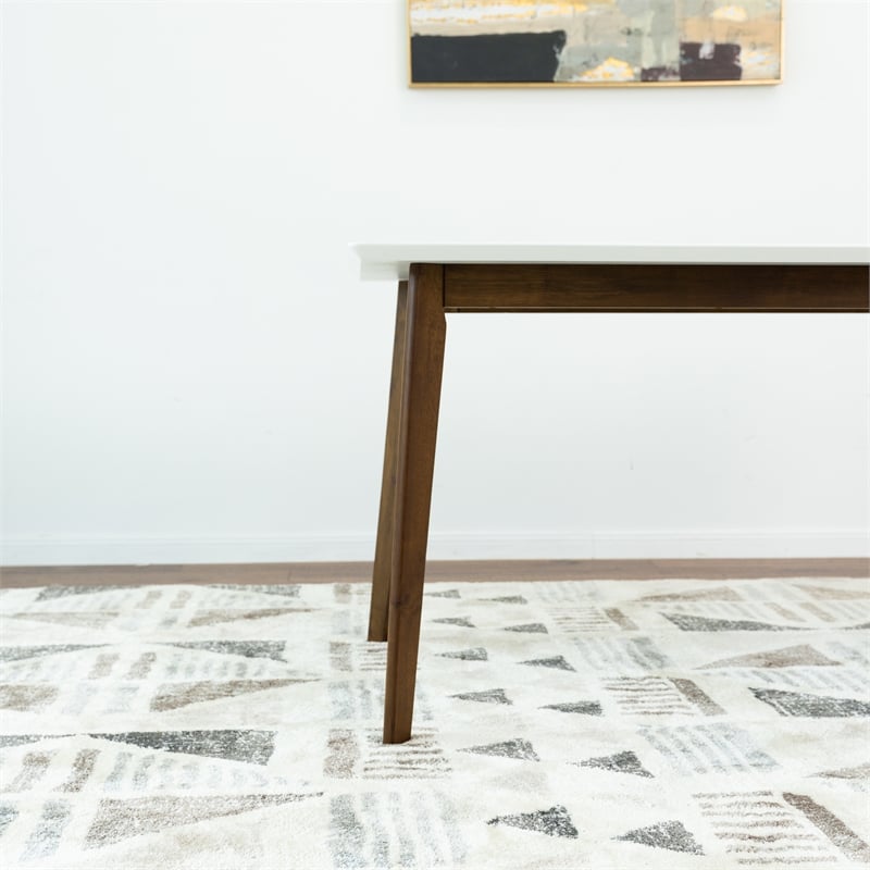 Arian Modern Style Solid Wood Walnut/White Top Rectangular 59-inch Dining Table