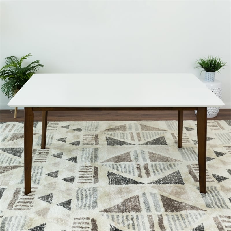 Arian Modern Style Solid Wood Walnut/White Top Rectangular 59-inch Dining Table