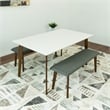 Arian Modern Style Solid Wood Walnut/White Top Rectangular 59-inch Dining Table
