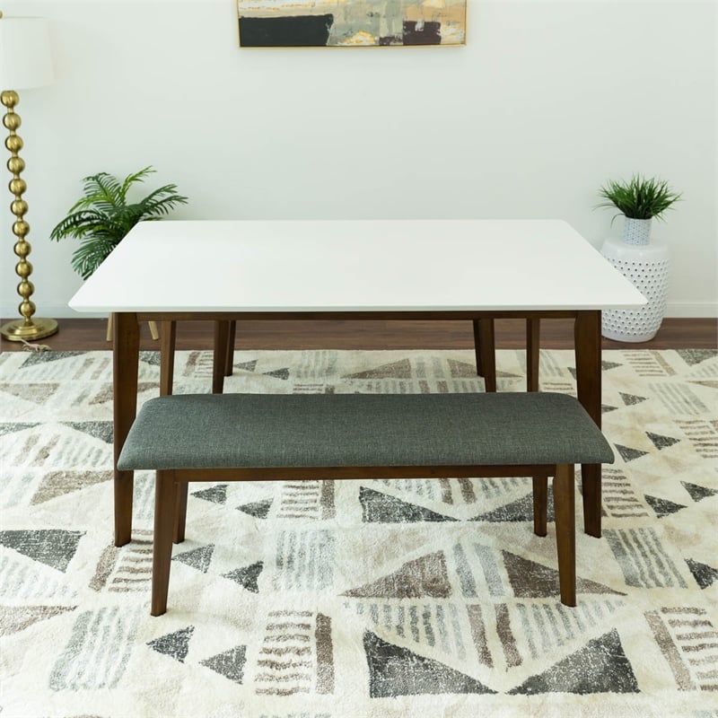 Arian Modern Style Solid Wood Walnut/White Top Rectangular 59-inch Dining Table