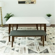 Arian Modern Style Solid Wood Walnut/White Top Rectangular 59-inch Dining Table