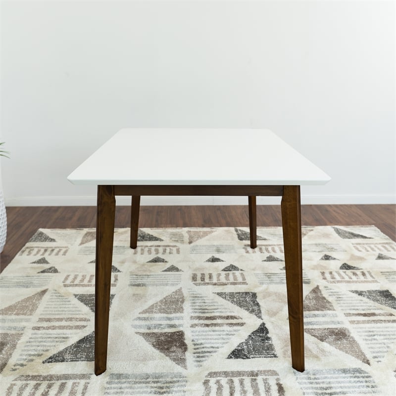 Arian Modern Style Solid Wood Walnut/White Top Rectangular 59-inch Dining Table