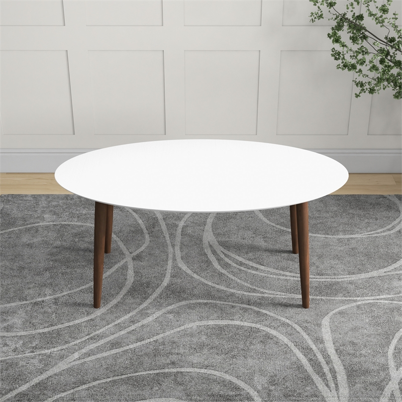 Stowe Modern Style Solid Wood Walnut White Top Oval Kitchen&Dining Room Table