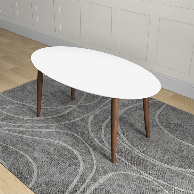 Stowe Modern Style Solid Wood Walnut White Top Oval Kitchen&Dining Room Table
