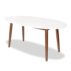 rivoli modern style solid wood walnut white top oval kitchen&dining room table