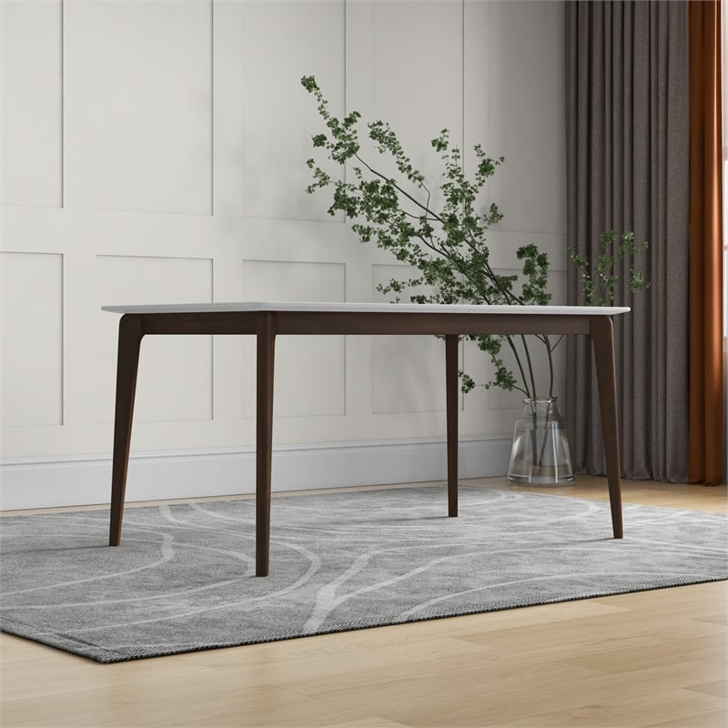Sella Modern Solid Wood Walnut White Top Rectangular Kitchen&Dining Room Table