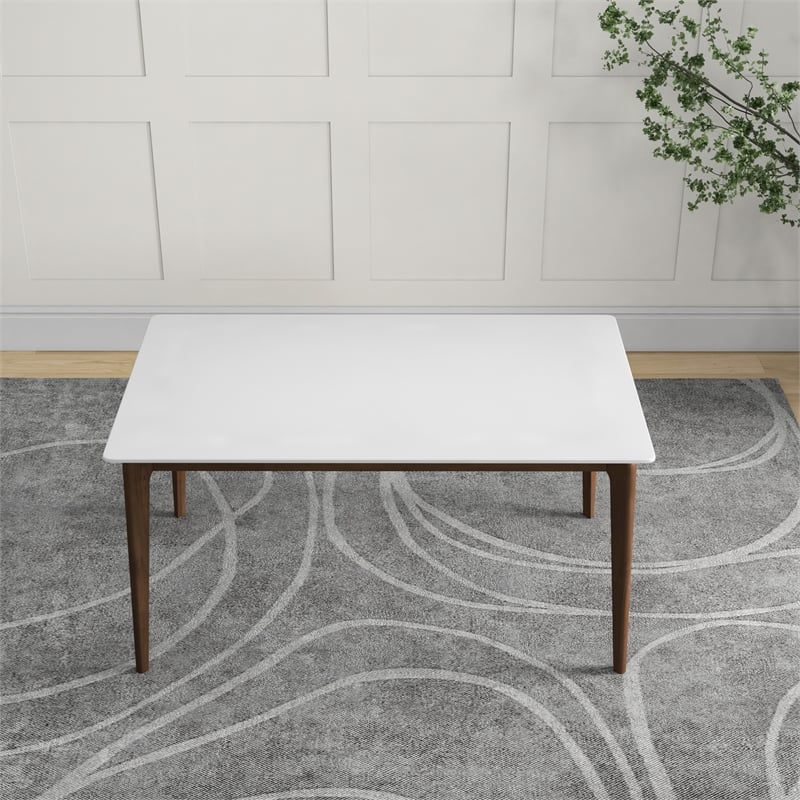 Sella Modern Solid Wood Walnut White Top Rectangular Kitchen&Dining Room Table