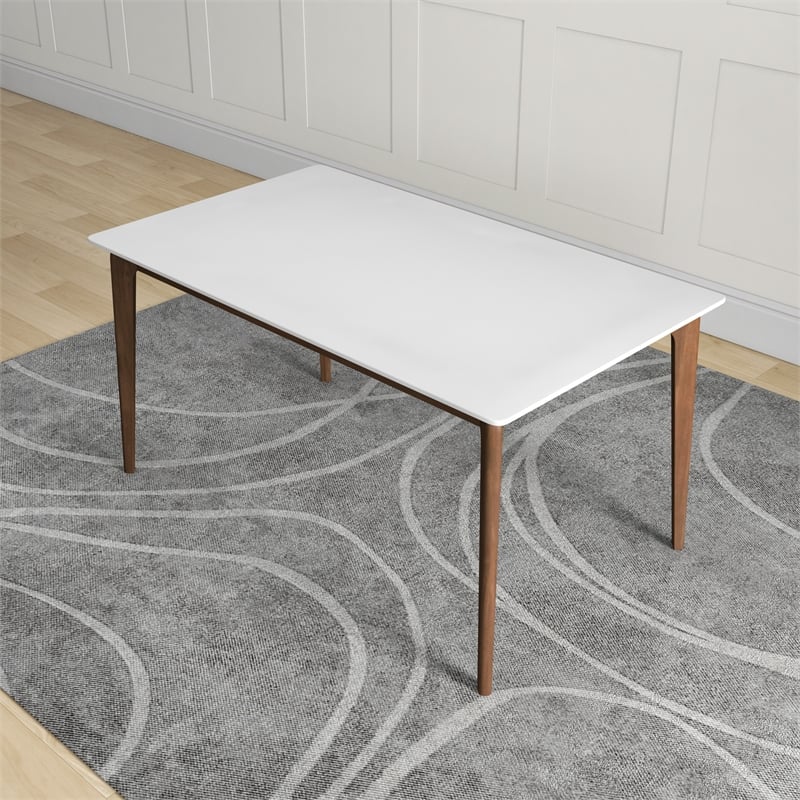 Sella Modern Solid Wood Walnut White Top Rectangular Kitchen&Dining Room Table