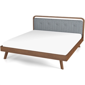 Ashcroft Dantes Velvet Upholstered King Platform Bed in Gray