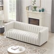 Rasem Modern Luxry Tight Tufted Back Cream French Boucle Fabric Couch