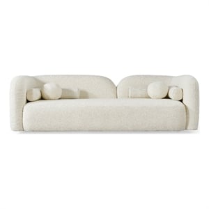 Bodur Japandi Style Luxury Modern Ivory Boucle Fabric Curvy Arm Couch