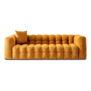 marsi luxry modern chesterfield orange french boucle fabric couch