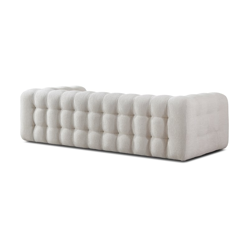 Ashcroft Marsi Luxry Chesterfield French Boucle Fabric Couch in Cream