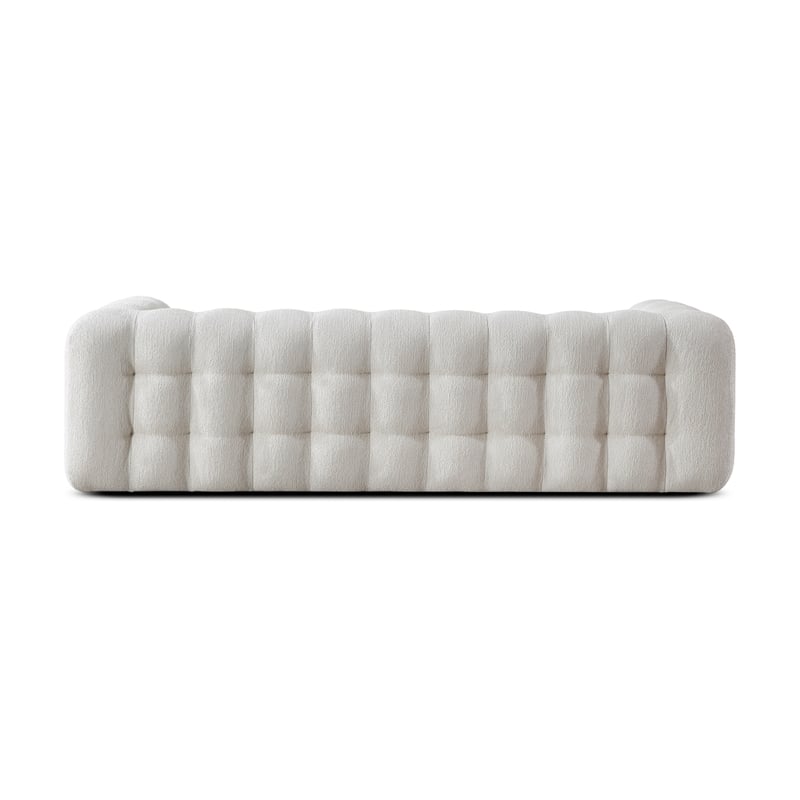 Ashcroft Marsi Luxry Chesterfield French Boucle Fabric Couch in Cream
