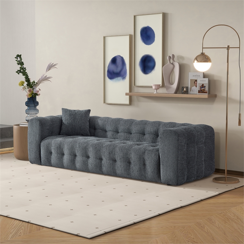 Marsi Luxry Modern Chesterfield Gray French Boucle Fabric Couch