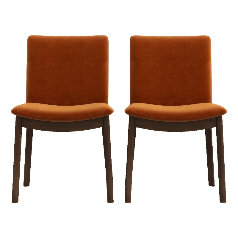 Valantine Modern Furniture Style Orange Velvet Dining Chair Set of 2