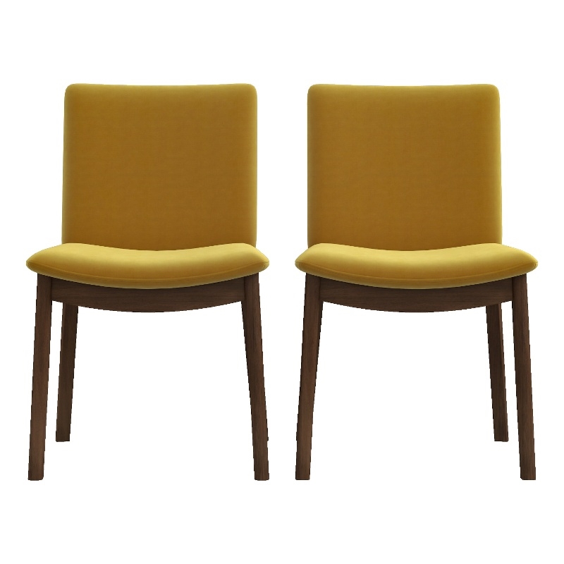 Valantine Mid Century Modern Furniture Style Gold Velvet Dining Chairs Set of 2