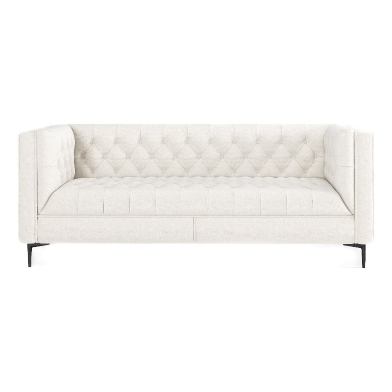 Galveston Mid Century Luxury Chesterfield French Boucle Fabric Sofa in Beige