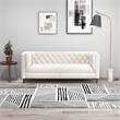 Galveston Mid Century Luxury Chesterfield French Boucle Fabric Sofa in Beige