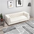 Galveston Mid Century Luxury Chesterfield French Boucle Fabric Sofa in Beige