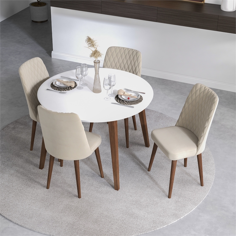 Palm Modern Solid Wood Walnut Dining Room&Kitchen 5 Piece Furniture Set