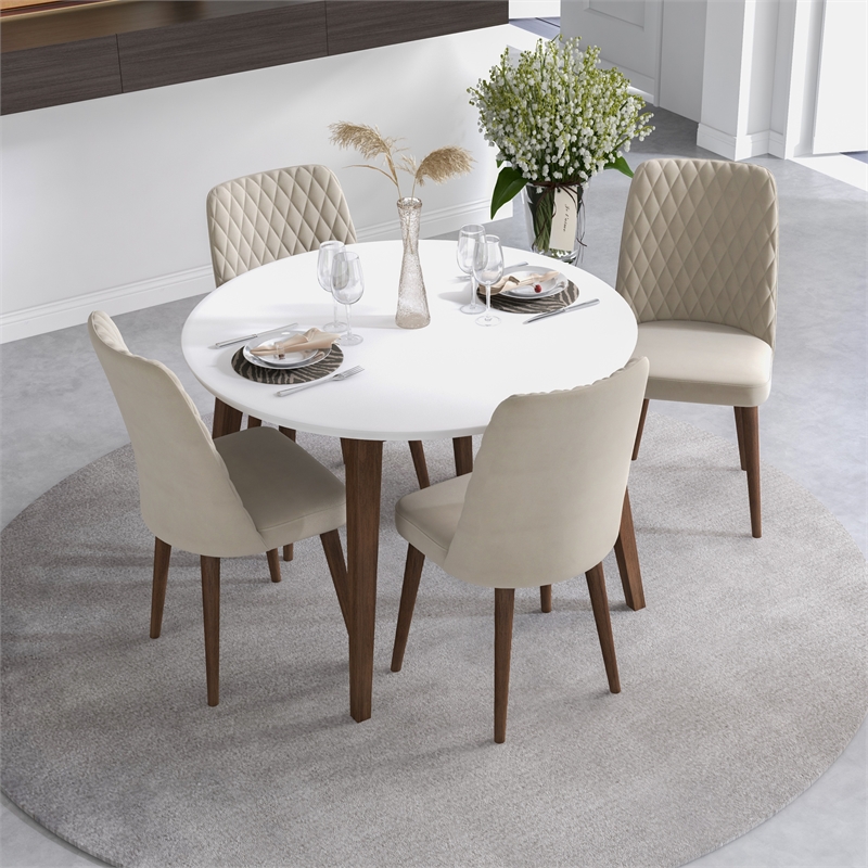 Palm Modern Solid Wood Walnut Dining Room&Kitchen 5 Piece Furniture Set