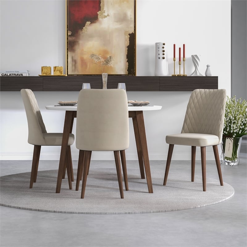 Palm Modern Solid Wood Walnut Dining Room&Kitchen 5 Piece Furniture Set