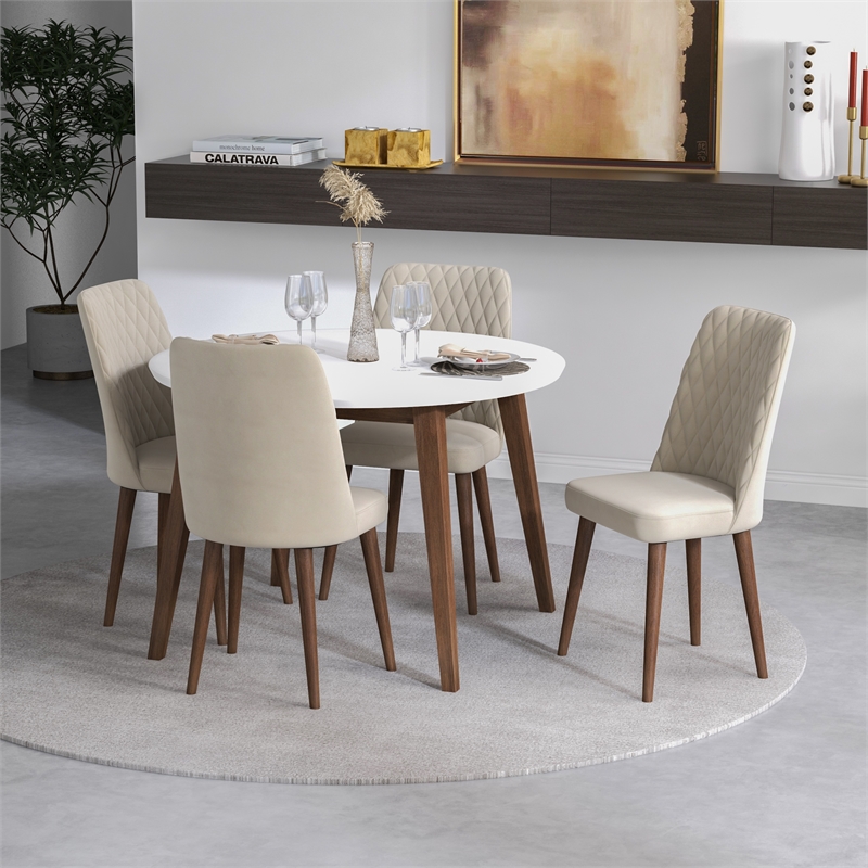 Palm Modern Solid Wood Walnut Dining Room&Kitchen 5 Piece Furniture Set