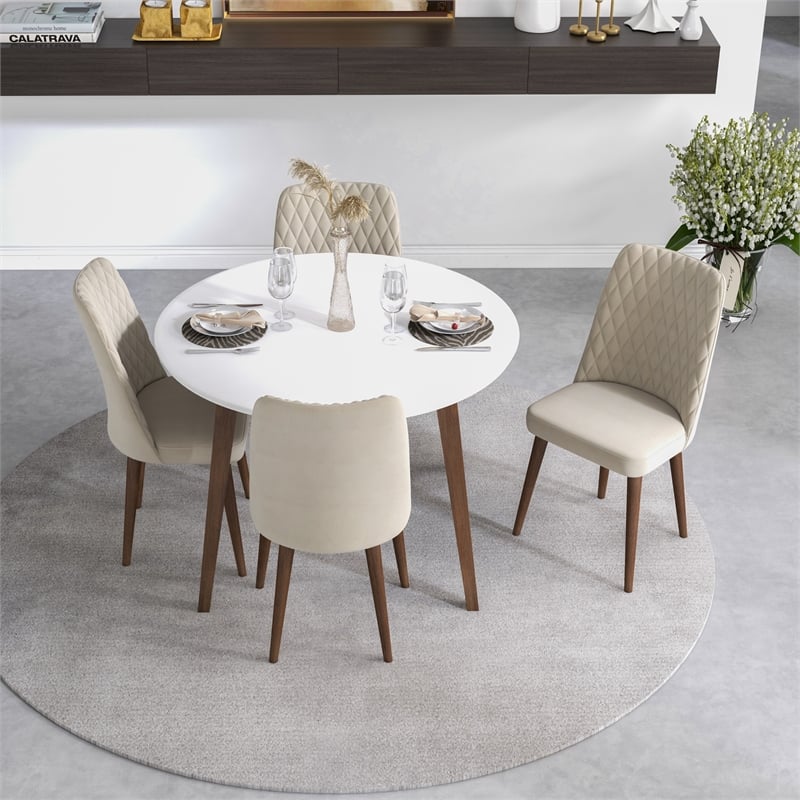 Palm Modern Solid Wood Walnut Dining Room&Kitchen 5 Piece Furniture Set