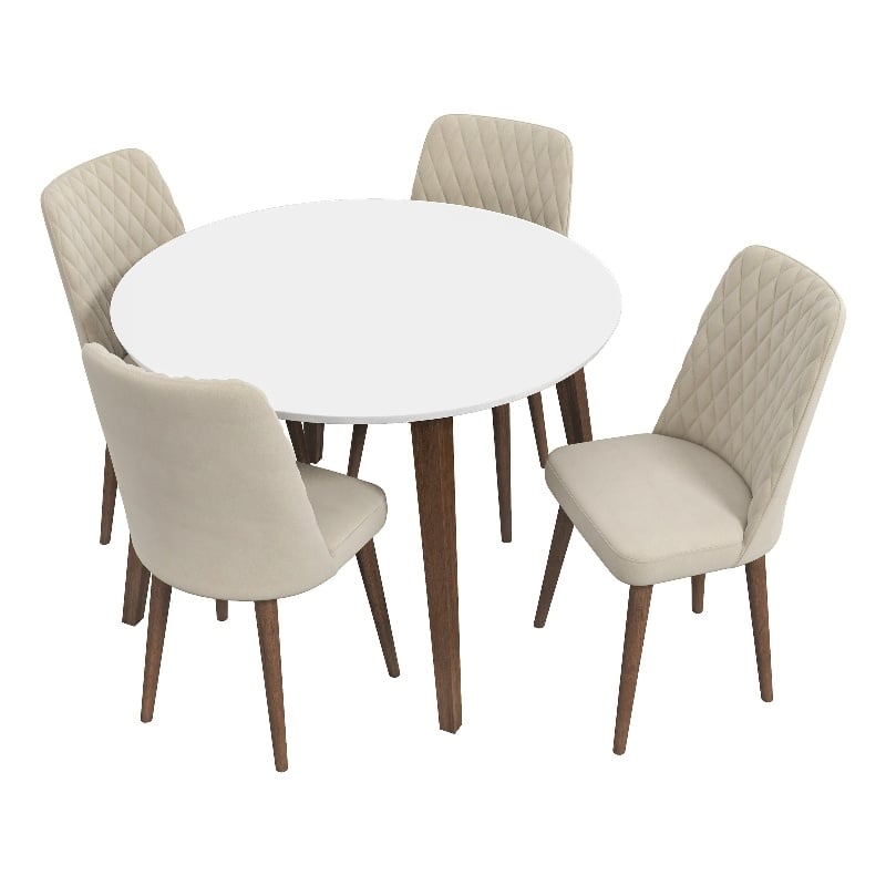 Palm Modern Solid Wood Walnut Dining Room&Kitchen 5 Piece Furniture Set