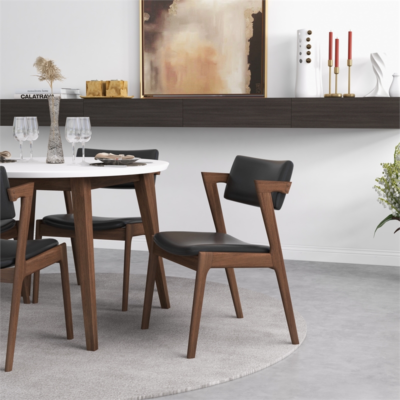 Ilkan Modern Solid Wood Walnut Dining Room & Kitchen Table and Chair Set of 4