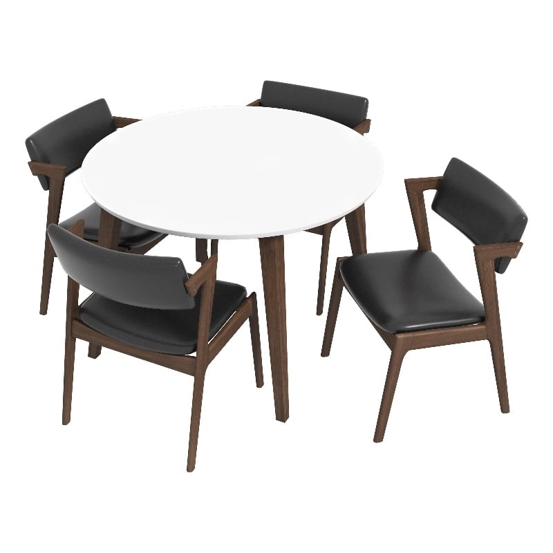 Ilkan Modern Solid Wood Walnut Dining Room & Kitchen Table and Chair Set of 4