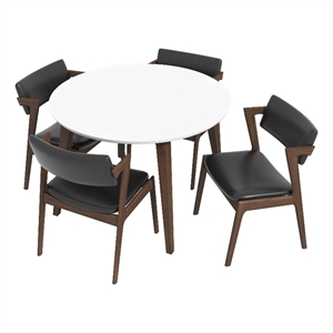 ilkan modern solid wood walnut dining room & kitchen table and chair set of 4